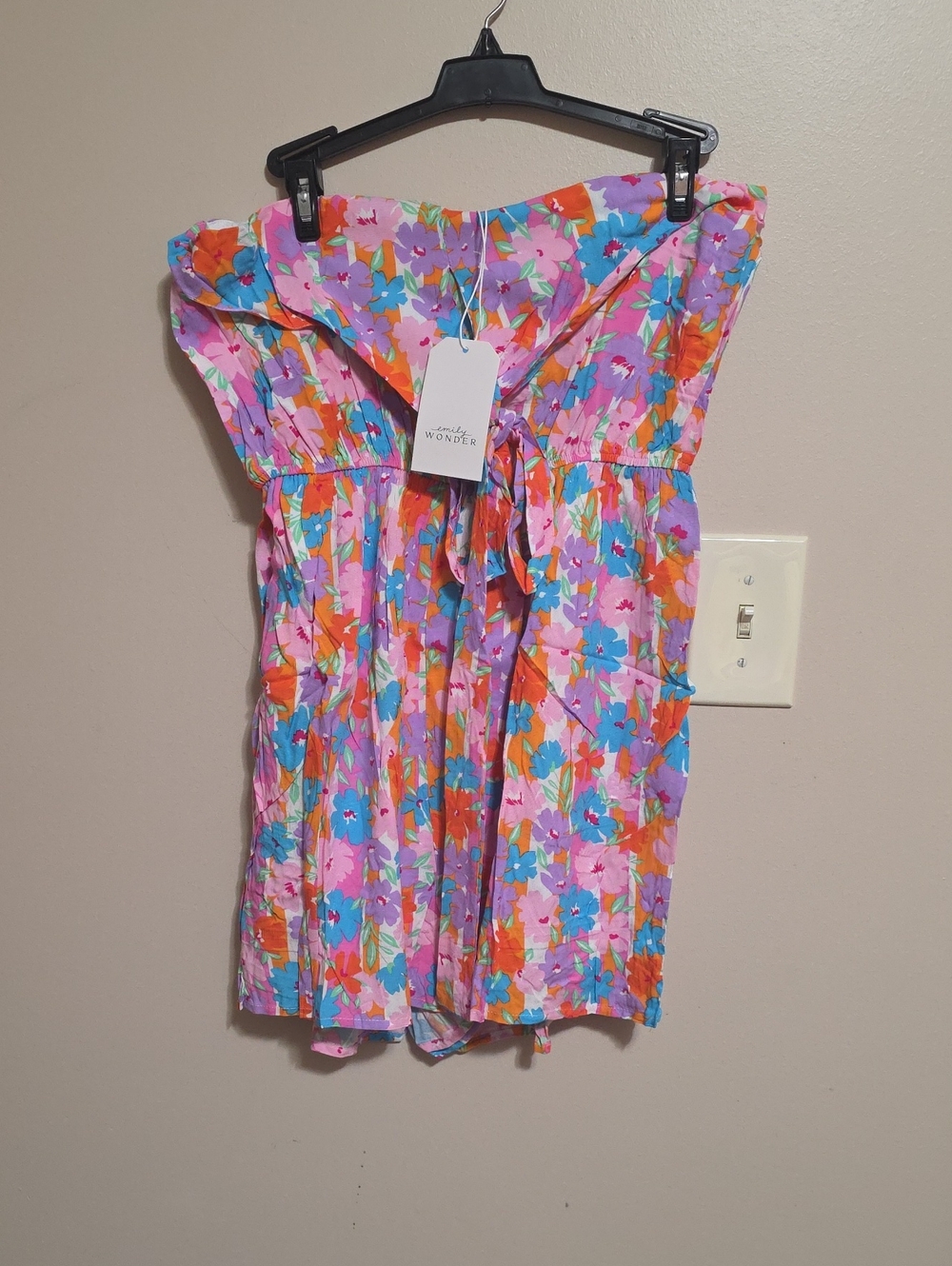 Wonderly Floral Strapless Romper in Pink
